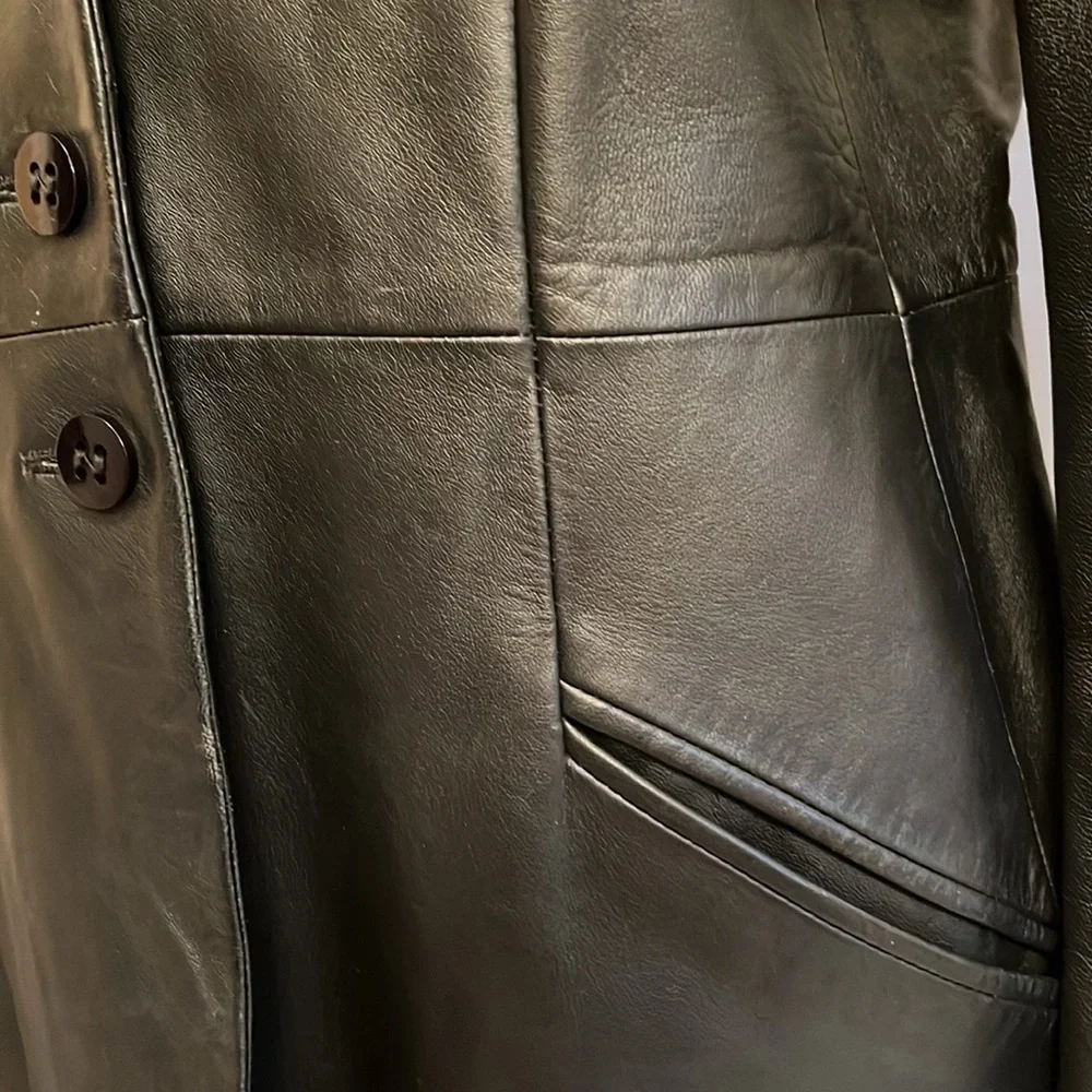 Authentic ARMANI Collection lined Jacket Black leather size 12 - Picture 3 of 6